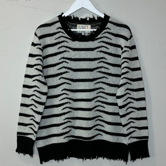 Sandrine Rose Zebra Cashmere Wool Blend Sweater Oversized Women's Small NWT - Picture 1 of 11